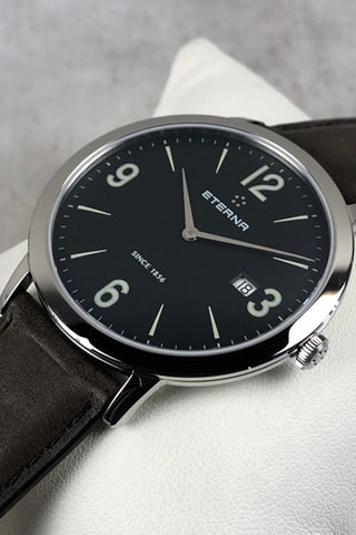 Montre à quartz en cuir - Marron et argenté