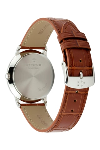 Montre à quartz en cuir - Marron et argenté