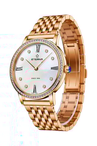Montre à quartz en acier, nacre et diamants