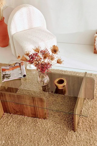 Table basse Escape - Plateau en verre trempé - 105 x 65 x 30 cm