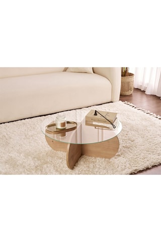 Table basse avec plateau en verre trempé Aeris - 75 x 75 x 35 cm