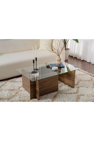 Table basse Vetrino  - Plateau en verre trempé - 105 x 40 x 65 cm