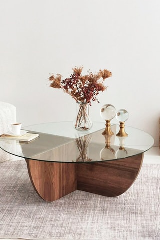 Table basse Lily - Plateau en verre trempé - 90 x 90 x 30 cm