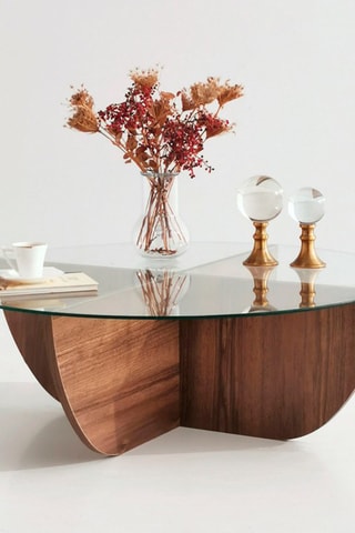 Table basse Lily - Plateau en verre trempé - 90 x 90 x 30 cm