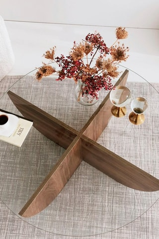 Table basse Lily - Plateau en verre trempé - 90 x 90 x 30 cm