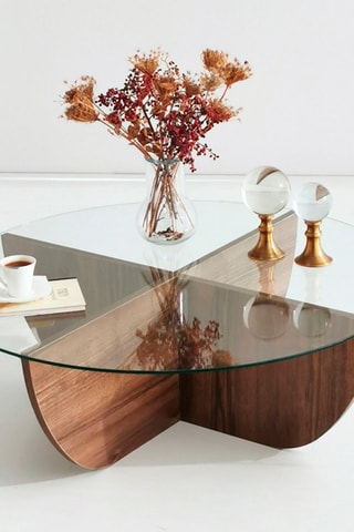 Table basse Lily - Plateau en verre trempé - 90 x 90 x 30 cm