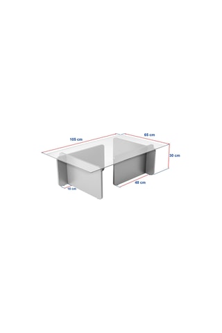 Table basse Flavio  - Plateau en verre trempé - 105 x 30 x 65 cm