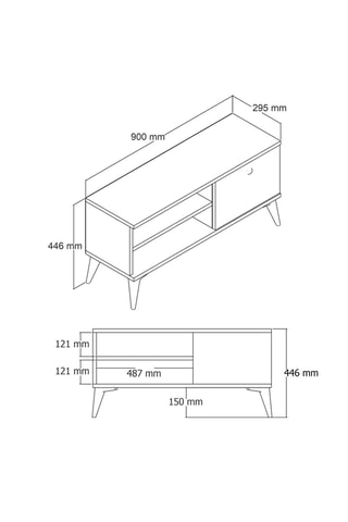 Meuble TV 1 abattant - 90 x 15 x 29,5 cm