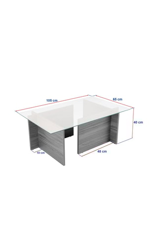 Table basse Vetrino  - Plateau en verre trempé - 105 x 40 x 65 cm