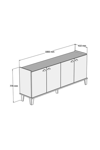 Bahut 4 portes - 180 x 41 x 77,8 cm