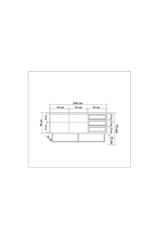 Bahut 2 portes Ruba - 140 x 36 x 72 cm