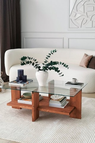 Table basse - En verre et bois - 105 x 60 x 40 cm