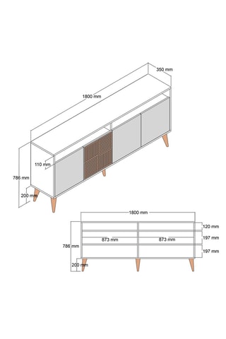 Buffet 4 portes - 180 x 78,6 x 35 cm