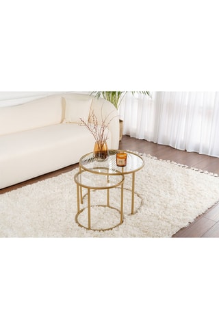 2 tables gigognes en verre Aurum - 42 x 39 x 42 / 60 x 43 x 60 cm