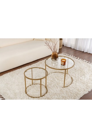 2 tables gigognes en verre Aurum - 42 x 39 x 42 / 60 x 43 x 60 cm