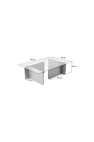 Table basse Flavio - Plateau en verre - 105 x 30 x 65 cm