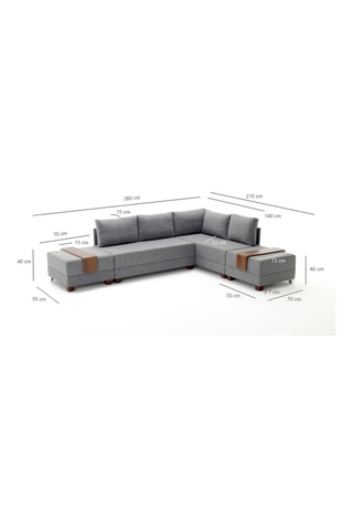 Canapé d'angle droit convertible Fly - 4 places - En coton et polyester