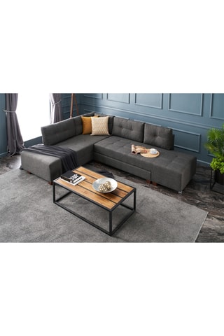 Canapé d'angle gauche convertible Manama - Anthracite - En polyester
