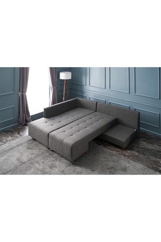 Canapé d'angle gauche convertible Manama - Anthracite - En polyester