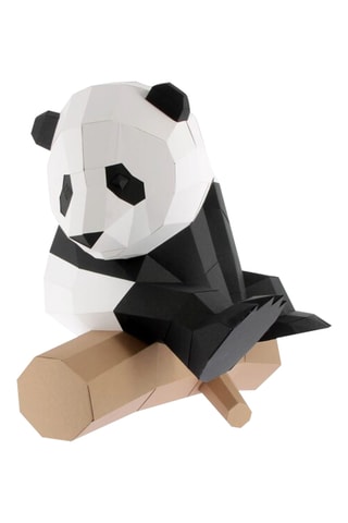 Origami 3D panda em ramo - 35 x 25 x 40 cm - Preto e branco