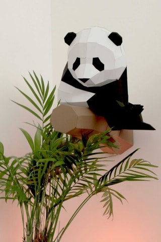 Origami 3D panda em ramo - 35 x 25 x 40 cm - Preto e branco