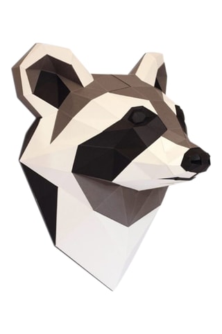 Origami 3D guaxinim - 18 x 16 x 16,5 cm - Cinzento