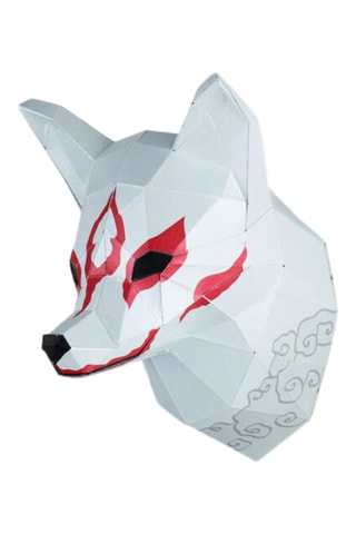 Origami 3D cabeça de raposa Japão - 34 x 18 x 21,5 cm - Branco