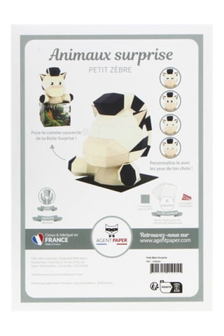 Origami 3D zebra Surprise - 15 x 15 x 22 cm - Preto e branco