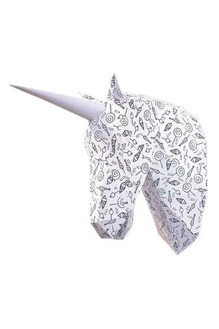 Origami 3D Unicórnio para colorir - 16,5 x 25 x 33 cm - Branco