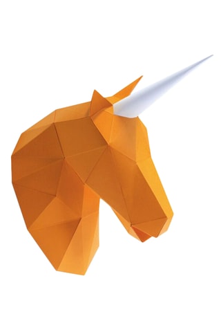 Origami 3D Unicórnio - 16,5 x 25 x 33 cm - Laranja