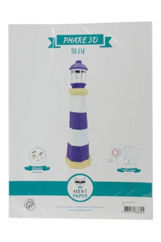 Escultura 3D Farol - 63 x 17,5 x 17,5 cm - Azul-marinho e branco