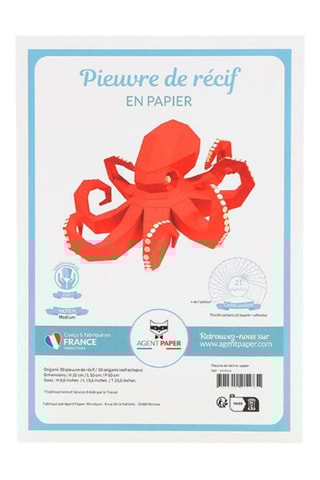 Escultura 3D Polvo - 22 x 60 x 50 cm - Vermelho e branco