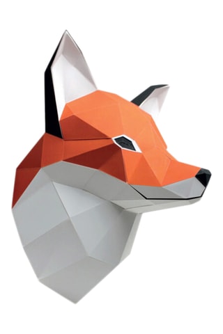Origami 3D Raposa - 50 x 40 x 31 cm - Laranja e branco