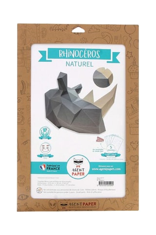 Origami 3D Rinoceronte - 31 x 20 x 39 cm - Natural