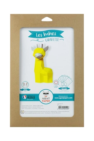 Origami 3D girafa - 32 x 16 x 8,5 cm - Amarelo