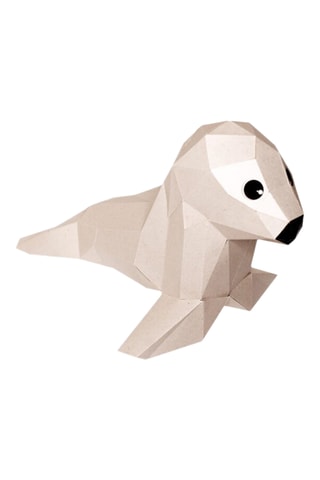 Origami 3D Troféu Focas bebés - 32 x 19 x 21 cm - Cinzento-claro