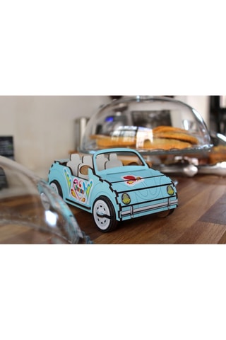 Carro descapotável em madeira - 20 x 11 x 8 cm
