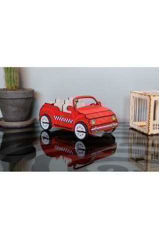 Carro descapotável em madeira - 20 x 11 x 8 cm