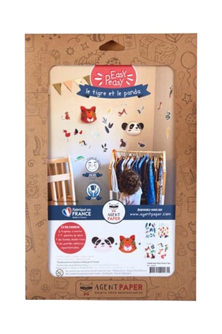 Origami 3D Troféu Easy Peasy Panda e Tigre - 36 x 17 x 12 cm - Branco e laranja
