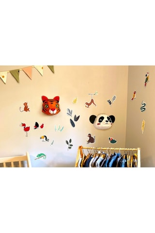 Origami 3D Troféu Easy Peasy Panda e Tigre - 36 x 17 x 12 cm - Branco e laranja