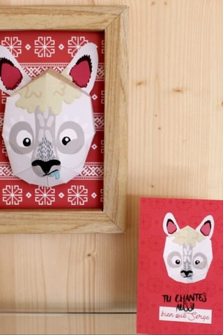 Decoração de parede Lama - 26 x 18,5 cm - Bege e vermelho