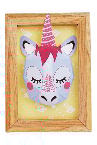 Decoração de parede Unicórnio - 26 x 18,5 cm - Bege e amarelo