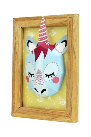 Decoração de parede Unicórnio - 26 x 18,5 cm - Bege e amarelo