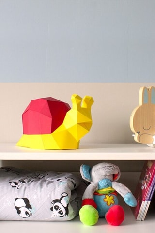 Origami 3D caracol - 16,5 x 30 x 13,5 cm - Vermelho e amarelo