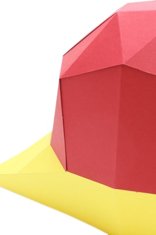 Origami 3D caracol - 16,5 x 30 x 13,5 cm - Vermelho e amarelo