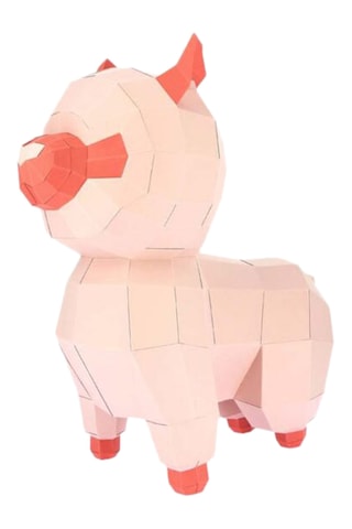 Origami 3D bebé lama - 30 x 15 x 38 cm - Rosa