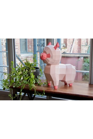 Origami 3D bebé lama - 30 x 15 x 38 cm - Rosa
