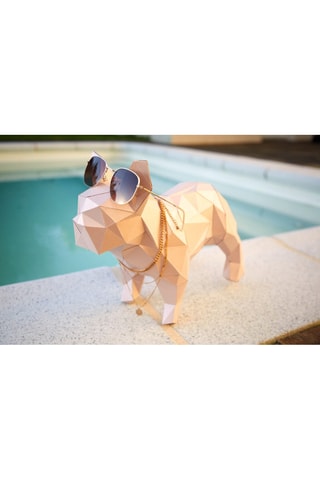 Origami 3D Bouledogue - 30 x 19 x 36 cm - Bege