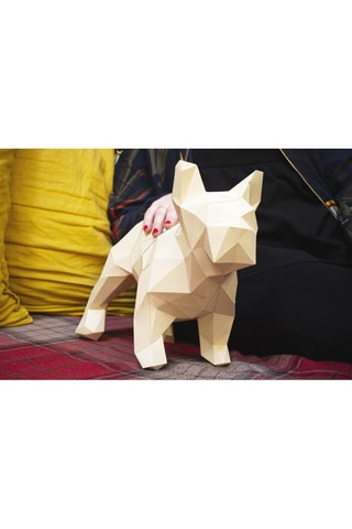 Origami 3D Bouledogue - 30 x 19 x 36 cm - Bege