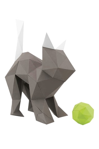 Origami 3D Gato Kitty - 42 x 15 x 32 cm - Preto e branco